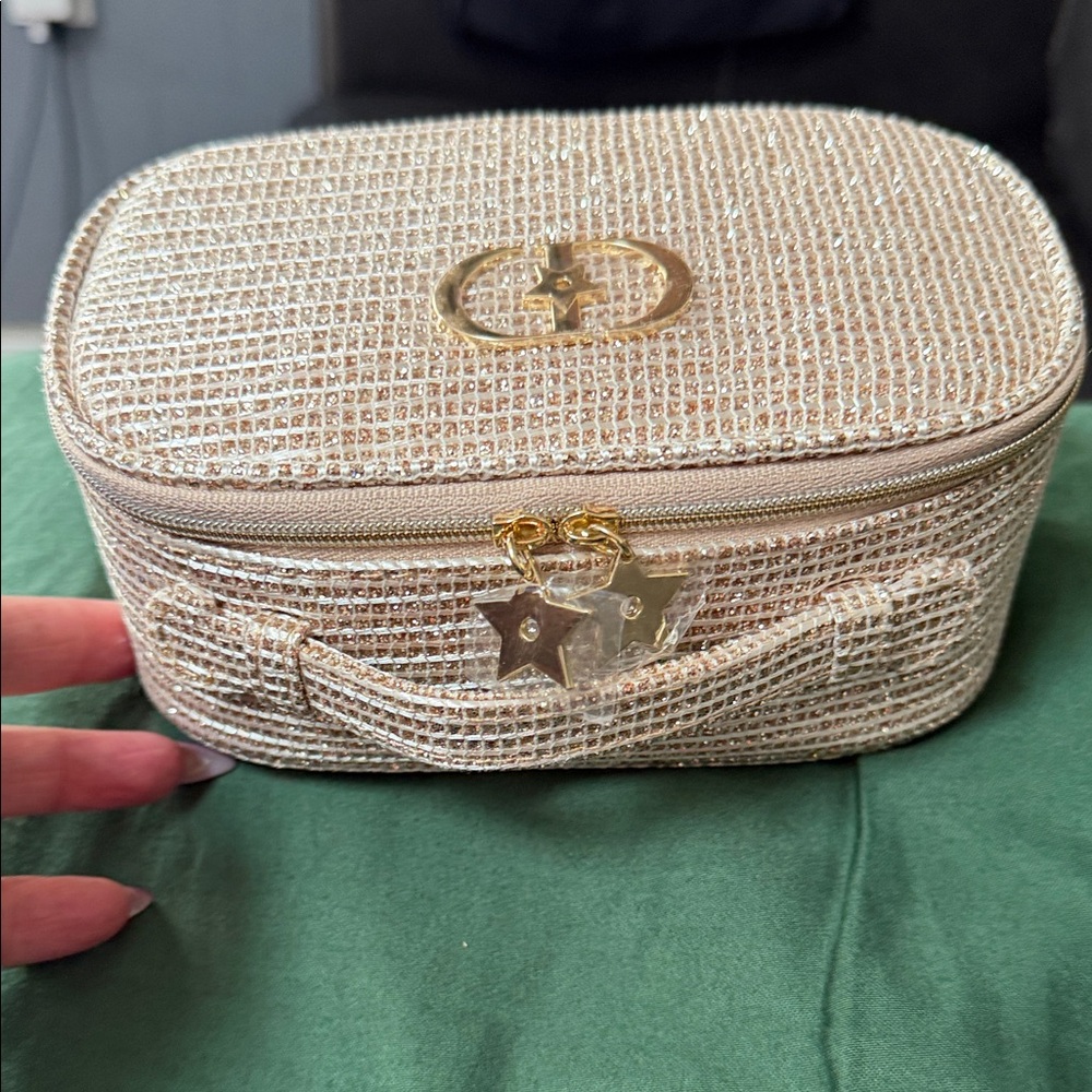 Dior Gold Woven Cosmetic Case - Designer Style Travel Pouch